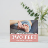 Pink Groove by Two Feet Stripes Adoption New Baby Ankündigungspostkarte (Stehend Vorderseite)