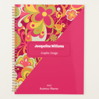 Pink Groovy 60s 70s Floral Swirls II Planer