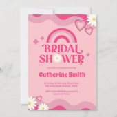 Pink Groovy Bridal Dusche Einladung (Vorderseite)