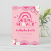 Pink Groovy Bridal Dusche Einladung (Stehend Vorderseite)