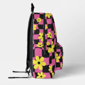 Pink Groovy Daisy Floral Checkerboard Bedruckter Rucksack (Links)