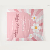 Pink Groovy Daisy Retro 70er Babydusche Hintergrun Wandteppich (Vorderseite (Horizontal))