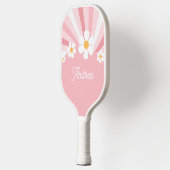 Pink Groovy Daisy Retro 70er Individuelle Name Gir Pickleball Schläger (Links)