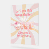 Pink Groovy Dancing Königin 1. Geburtstag Willkomm Acrylschild (Winkel)