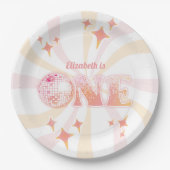 Pink Groovy Disco Dancing Queen First Birthday Pappteller (Vorderseite)