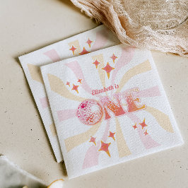 Pink Groovy Disco Dancing Queen First Birthday Serviette