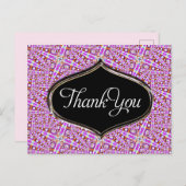 Pink Groovy Disco Muster Danke Postcard Postkarte (Vorne/Hinten)