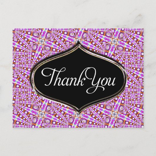 Pink Groovy Disco Muster Danke Postcard Postkarte (Vorderseite)
