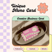 Pink Groovy Editable Business Card für Studio Visitenkarte