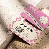 Pink Groovy Editable Business Card für Studio Visitenkarte