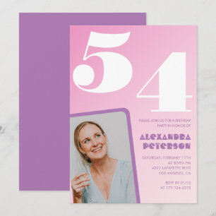 Pink Groovy Einladungen zum 54. Geburtstag Retro F