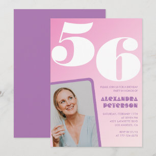 Pink Groovy Einladungen zum 56. Geburtstag Retro F