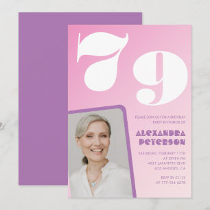 Pink Groovy Einladungen zum 79. Geburtstag Retro F