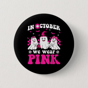 Pink Groovy Ghost Halloween Brustkrebs Auswarenes Button