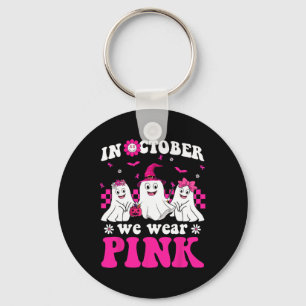 Pink Groovy Ghost Halloween Brustkrebs Auswarenes Schlüsselanhänger