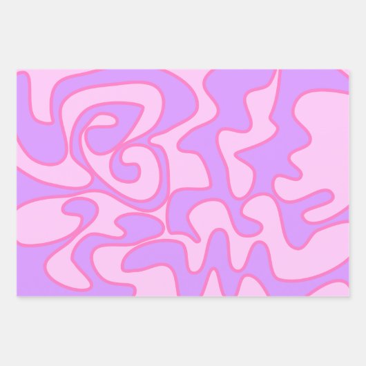 Pink Groovy Retro Fluid Art einzigartig Geschenkpapier Set (Vorderseite 2)