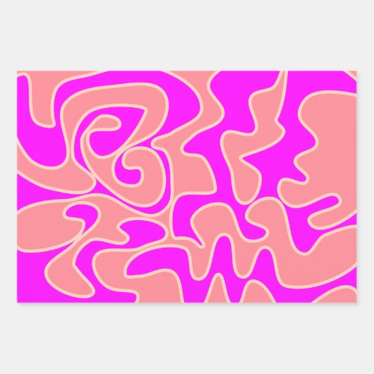 Pink Groovy Retro Fluid Art einzigartig Geschenkpapier Set (Vorderseite)