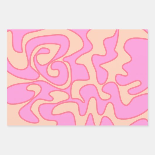 Pink Groovy Retro Fluid Art einzigartig Geschenkpapier Set (Vorderseite 3)