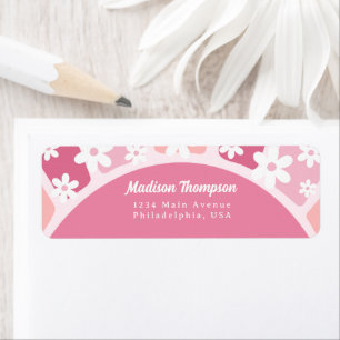 Pink Groovy Retro Rainbow Daisy Name