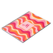 Pink Groovy Retroästhesie - Mit Monogramm Notizblock (Linke Seite)