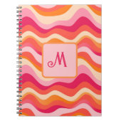 Pink Groovy Retroästhesie - Mit Monogramm Notizblock (Vorderseite)