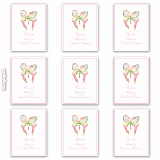 Pink Groth Butterfly Buchzeichen Aufkleber (Vorderseite)