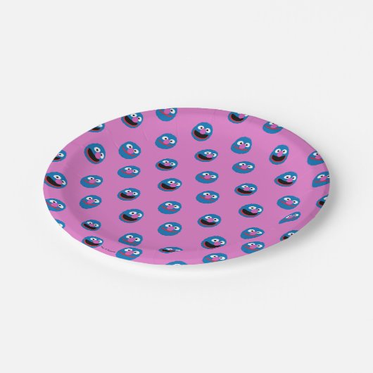 Pink Grover Face Pattern Pappteller (Schrägansicht)