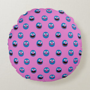 Pink Grover Face Pattern Rundes Kissen