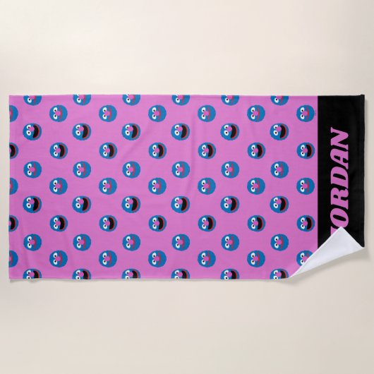 Pink Grover Face Pattern Strandtuch (Vorderseite)