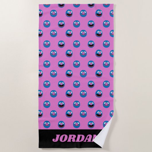 Pink Grover Face Pattern Strandtuch (Vorderseite)