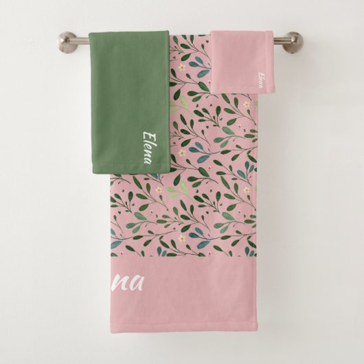 Pink-grün-farbenes Muster Badhandtuch Set (Insitu)