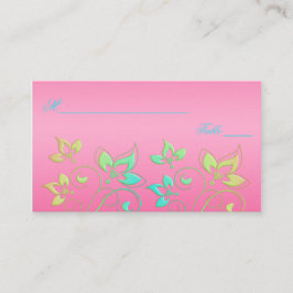 Pink, grün und blau-blütenfarbene Plätze Platzkarte