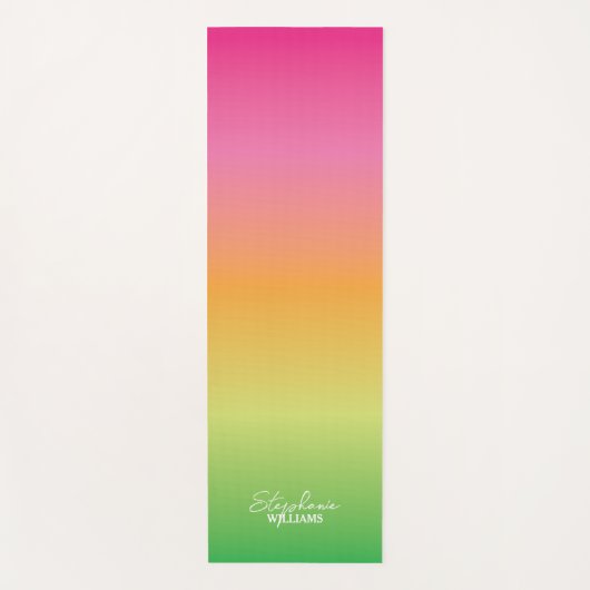 Pink-grüne Gradient Yoga Mat mit Individuelle Name Yogamatte (Vorderseite)