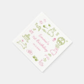 Pink-Grüne Ostern 1. Geburtstagsfeier Serviette (Ecke)