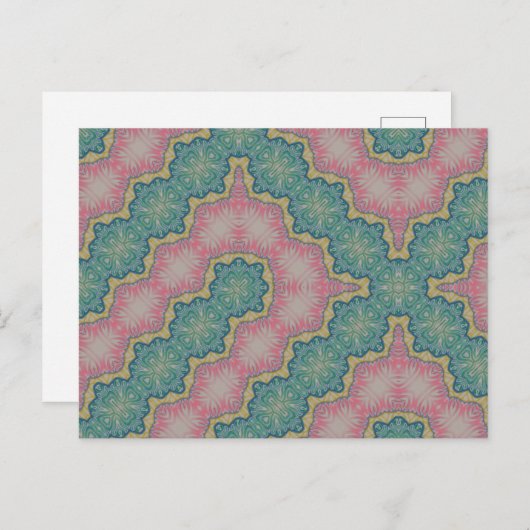 Pink-grüne Postkarte Abstrakt (Vorne/Hinten)