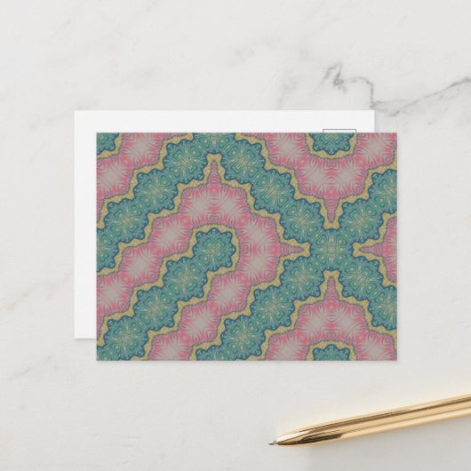 Pink-grüne Postkarte Abstrakt (Vorderseite/Rückseite Beispiel)