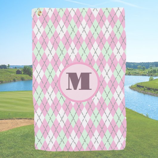 Pink-grüne Preppy-Raute-Dame Golfhandtuch