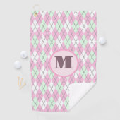 Pink-grüne Preppy-Raute-Dame Golfhandtuch (Insitu)