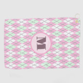 Pink-grüne Preppy-Raute-Dame Golfhandtuch (Horizontal)
