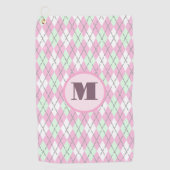 Pink-grüne Preppy-Raute-Dame Golfhandtuch (Vorderseite)