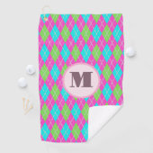 Pink-grüne Preppy-Raute-Dame Golfhandtuch (Insitu)