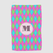 Pink-grüne Preppy-Raute-Dame Golfhandtuch (Vorderseite)