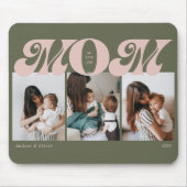 Pink Grüne Retro Fette Mama 3 Foto Collage Mousepad (Vorne)