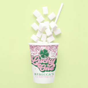 Pink Grüne St. Patrick's Lucky One erster Geburtst Pappbecher