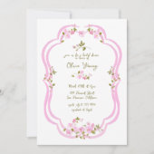 Pink-grünes, blühendes Brautparty Einladung (Vorderseite)