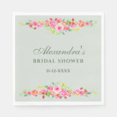 Pink-grünes Brautparty der Blumenzunge Serviette (Vorderseite)