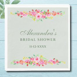 Pink-grünes Brautparty der Blumenzunge Serviette