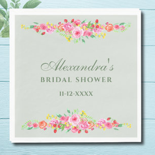 Pink-grünes Brautparty der Blumenzunge Serviette