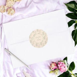 Pink-grünes Retro-Y2K-70er-Jahre-Blumenmuster Runder Aufkleber