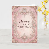 Pink Grunge Antik Geburtstag Karte (Gelbe Blume)